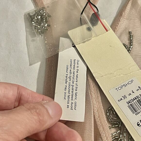 Topshop Womens Blouse Tank Sz 4 Soft Girl Romantic Neutral Cottagecore Boho - Picture 11 of 16